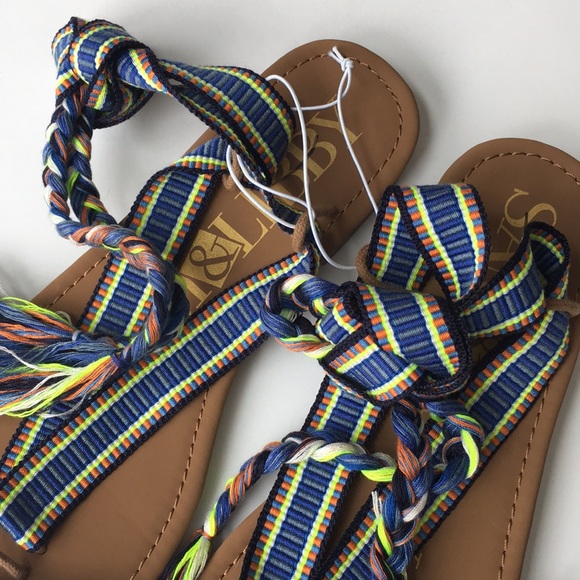 Sam & Libby Blossom Braided Tie Flat Sandals New - Picture 6 of 7